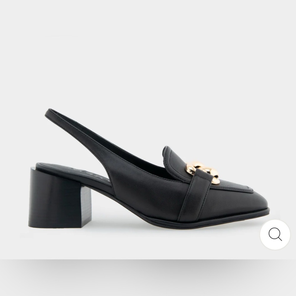 Elegant Black Mules with Gold Accent